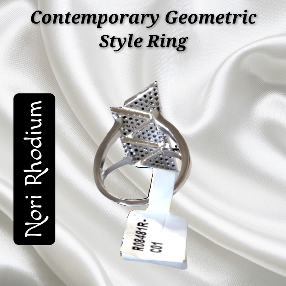 Nori Rhodium ~ Contemporary Geometric Style Ring - Picture 7 of 9
